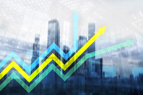 Gráfico Setas Crescimento Financeiro Conceito Investimento Negociação — Fotografia de Stock