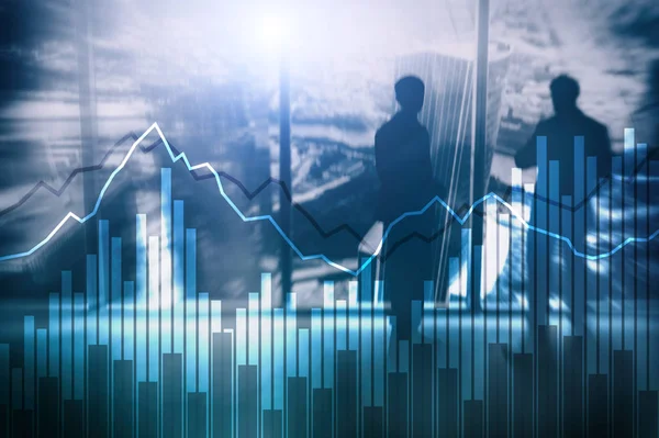 Exposição Dupla Gráficos Diagramas Financeiros Conceito Negócio Economia Investimento — Fotografia de Stock