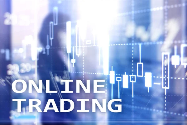 Online Handel Forex Investeringar Koncept Suddig Business Center Bakgrund — Stockfoto