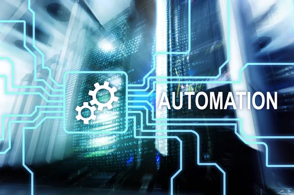 İş süreci ve yenilik teknoloji imalat Otomasyonu. Sunucu odası arka plan üzerinde Internet ve teknoloji kavramı.