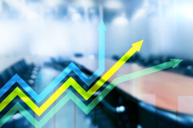 Finansal büyüme okları grafiği. Yatırım ve ticaret kavramı.
