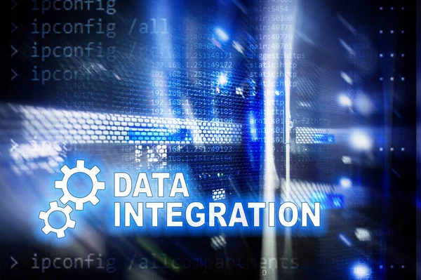 Datenintegration Informationstechnologie Konzept Auf Serverraum Hintergrund — Stockfoto