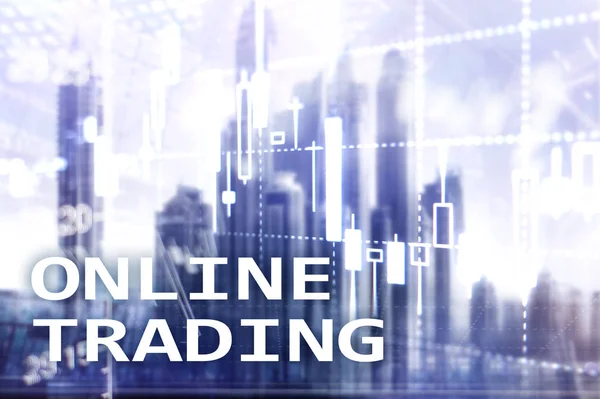 Online Handel Forex Investeringar Koncept Suddig Business Center Bakgrund — Stockfoto