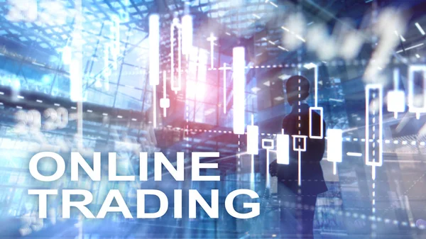 Online Trading Forex Beruházási Koncepció Homályos Üzleti Központ Háttér — Stock Fotó