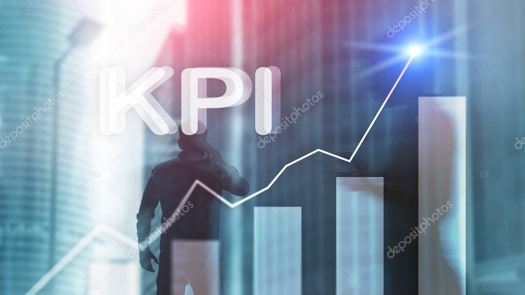 KPI - Key performance indicator graph on blurred background.