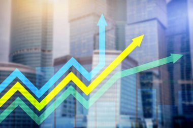 Finansal büyüme okları grafiği. Yatırım ve ticaret kavramı.