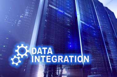 Veri entegrasyon bilgi teknolojisi kavramı sunucu Oda zemin üzerine.