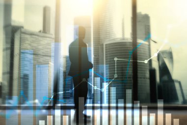 Finansal büyüme grafiği. Satış artışı, pazarlama stratejisi.