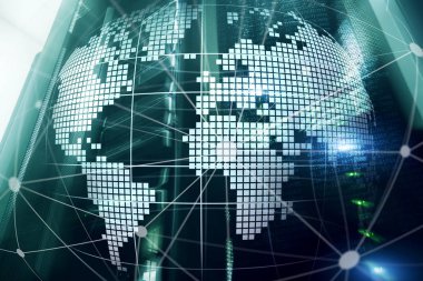 Telekomünikasyon ve internet teknoloji kavram olarak 3B dünya.