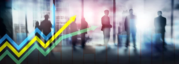 Financial growth arrows graph. Investment and trading concept.