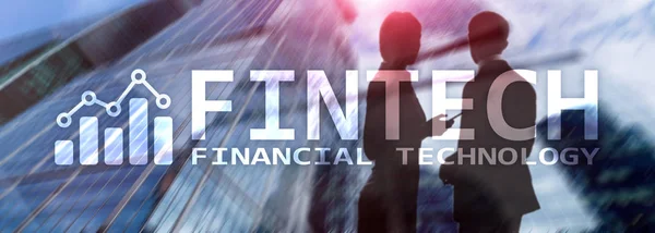 Fintech Pénzügyi Technológia Globális Üzleti Internetes Információs Kommunikációs Technológia Felhőkarcolók — Stock Fotó