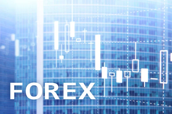 Торговля Forex Финансовые Свечи Графики Размытом Фоне Бизнес Центра — стоковое фото