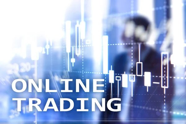 Online Συναλλαγών Forex Επενδυτική Ιδέα Σχετικά Φόντο Θολή Επιχειρηματικό Κέντρο — Φωτογραφία Αρχείου