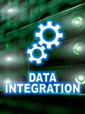 Veri entegrasyon bilgi teknolojisi kavramı sunucu Oda zemin üzerine.