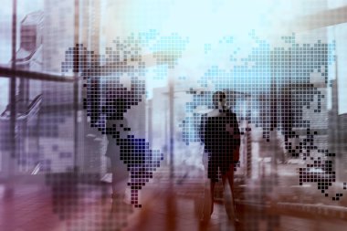 Çift Pozlama dünya haritası. Küresel iş ve finans piyasası kavramı.