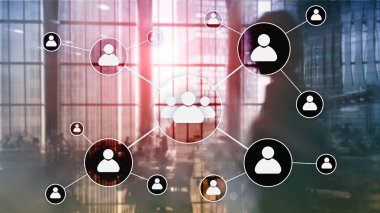 HR - insan kaynakları yönetimi kavramı bulanık iş merkezi zemin üzerine.