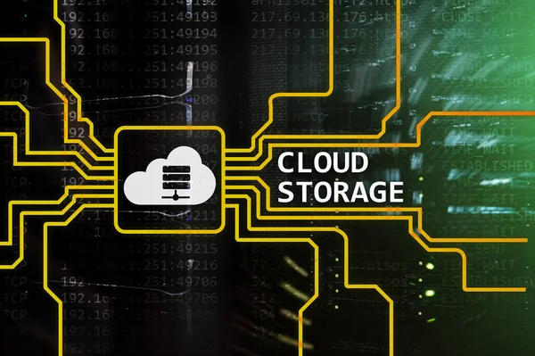 Cloud Datenspeicherkonzept Auf Serverraum Hintergrund — Stockfoto