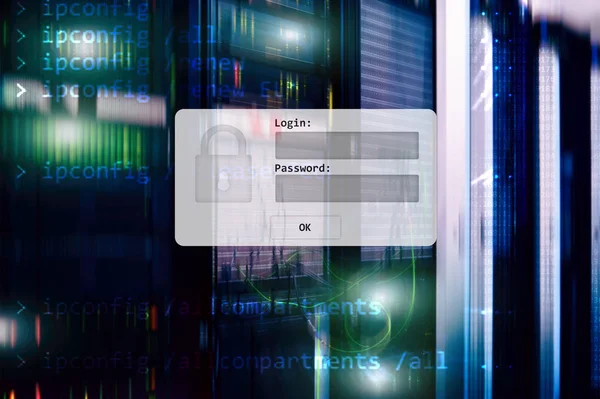 Server Room Login Password Request Data Access Security — Stock Photo, Image