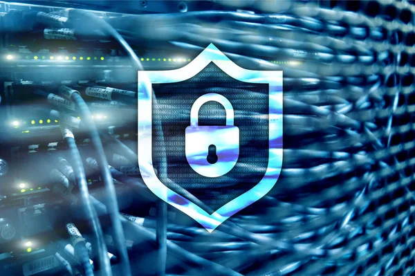 Ikona Štítu Kybernetické Ochrany Serveru Pokoj Pozadí Informace Zabezpečení Virus — Stock fotografie