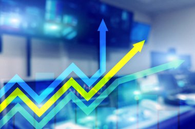 Finansal büyüme okları grafiği. Yatırım ve ticaret kavramı.