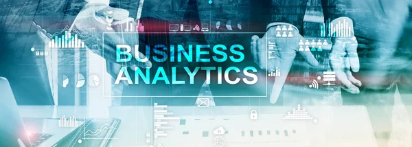 Business Analytics Concept Inzake Dubbele Blootstelling Achtergrond — Stockfoto