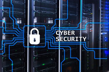 Siber güvenlik, bilgi Gizlilik ve veri koruma kavramı sunucu üzerinde arka plan Oda.