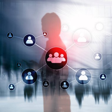 HR - insan kaynakları yönetimi kavramı bulanık iş merkezi zemin üzerine.