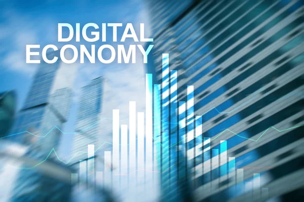 Digitale Wirtschaft Finanztechnologie Konzept Auf Verschwommenem Hintergrund — Stockfoto