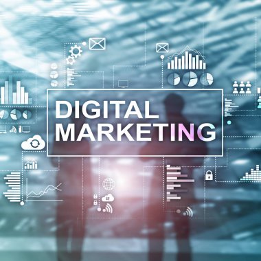 Çift Pozlama arka plan üzerinde dijital pazarlama kavramı.