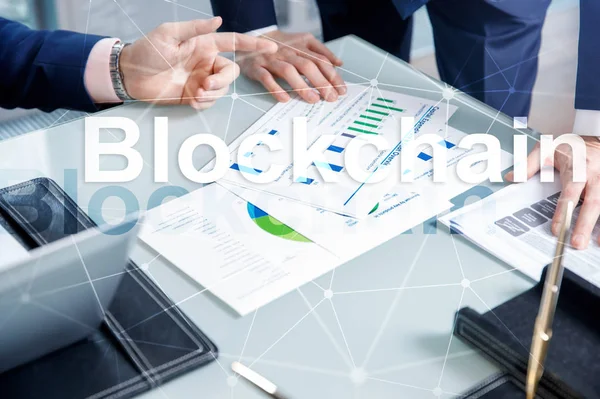 Blockchain Teknik Koncept Servern Bakgrund Datakryptering — Stockfoto