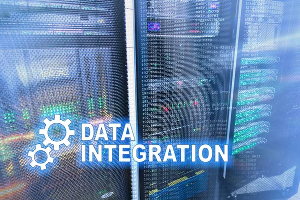 Data Integration Information Technology Concept Server Room Background — Stock Photo, Image