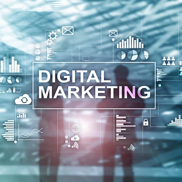 Concetto Marketing Digitale Sfondo Doppia Esposizione — Foto Stock