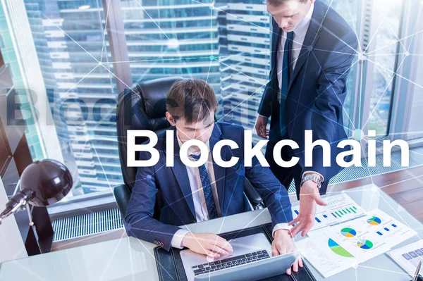 Blockchain Teknik Koncept Servern Bakgrund Datakryptering — Stockfoto