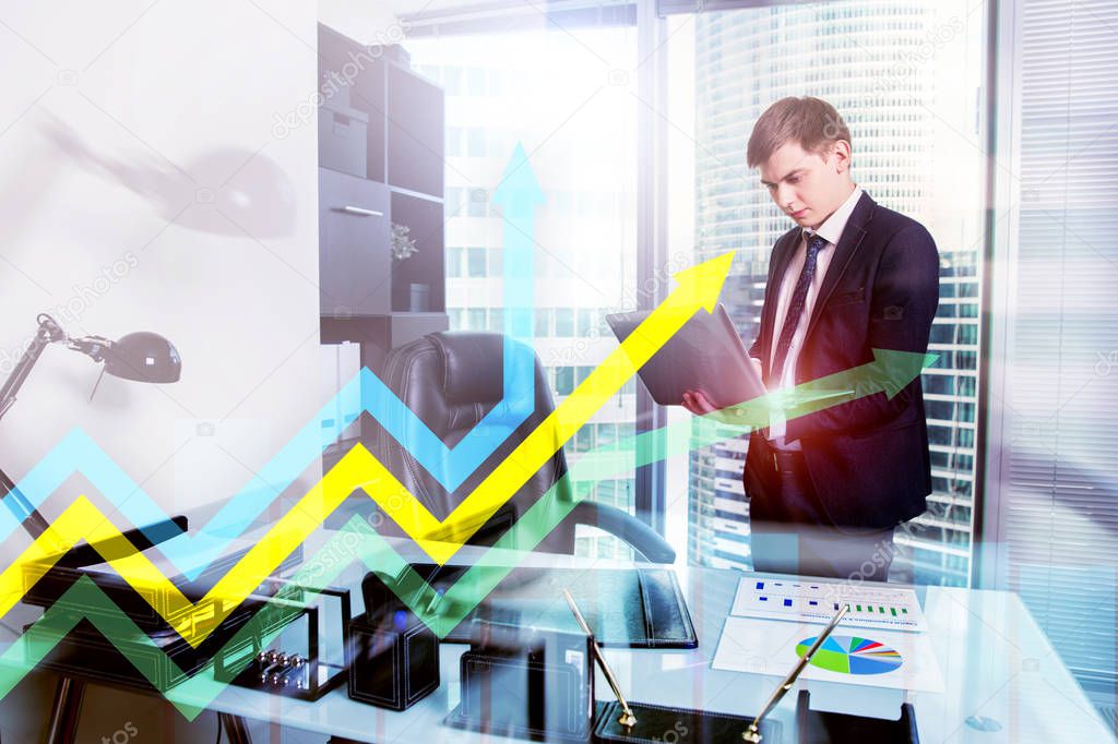 Financial growth arrows graph. Investment and trading concept.