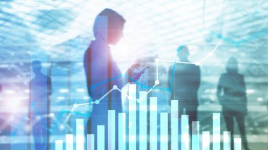 Finansal büyüme grafiği. Strateji konsept pazarlama satış artırın. Finansal büyüme grafiği. Satışları artırmak, pazarlama stratejisi kavramı. 