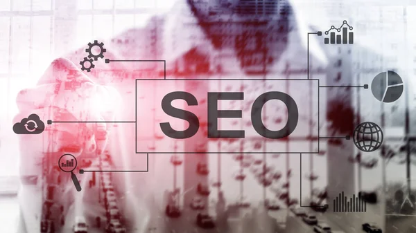 Seo Search Engine Optimization Digital Marketing Internet Technology Concept Blurred — Stok Foto