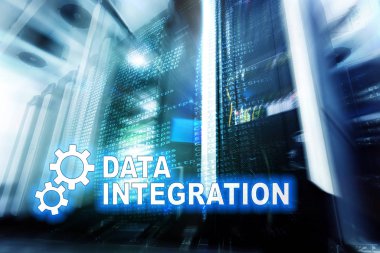 Veri entegrasyon bilgi teknolojisi kavramı sunucu Oda zemin üzerine.