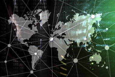 Çift Pozlama dünya haritası. Küresel iş ve finans piyasası kavramı.