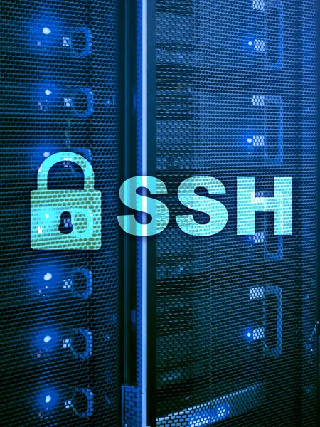 SSH Güvenli deniz hayvanı kabuğu Protokolü ve yazılım. Veri koruma, Internet ve telekomünikasyon kavramı.