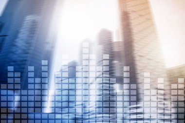 Mali grafik üzerinde bulanık gökdelen office arka plan.