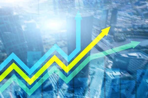 Gráfico Setas Crescimento Financeiro Conceito Investimento Negociação — Fotografia de Stock