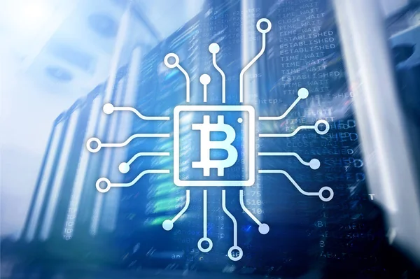 Bitcoin, sunucu Oda zemin üzerine Blockchain kavramı.