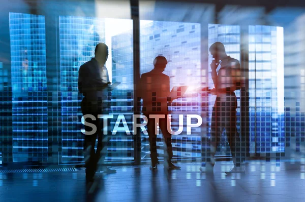 Startup Concept Double Exposure Diagrams Blurred Background — Stock Photo, Image