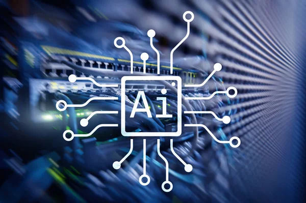 AI, yapay zeka, otomasyon ve modern bilgi teknolojisi kavramı sanal ekran üzerinde.