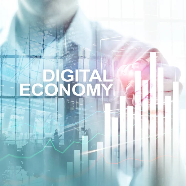 Digital Economy Financial Technology Concept Blurred Background — Stock Photo, Image