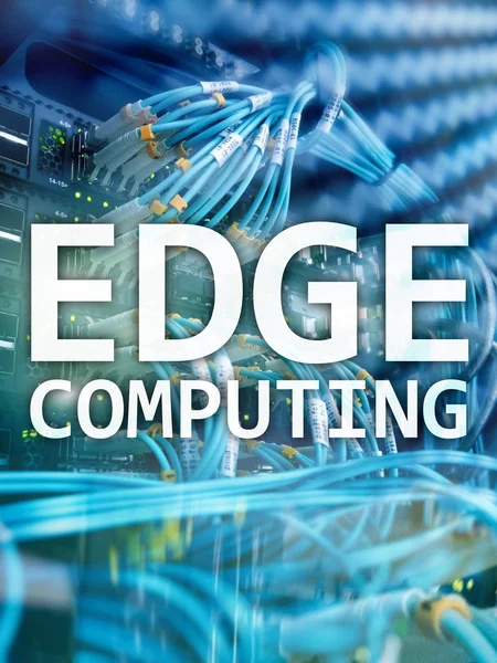 EDGE computing, internet and modern technology concept on modern server room background.