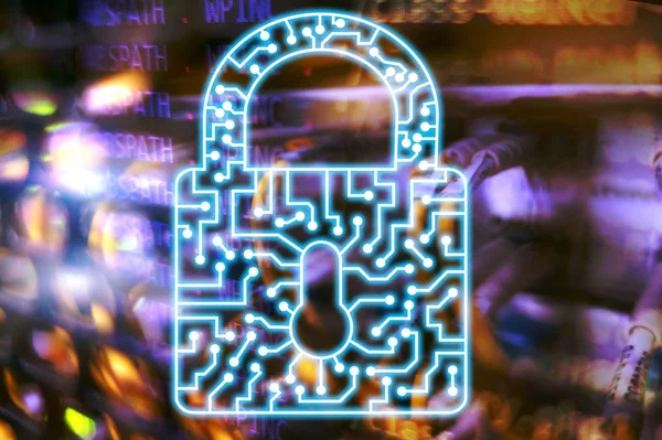 Cyber Sicherheit Schloss Symbol Informationen Datenschutz Internet Und Technologie Konzept — Stockfoto