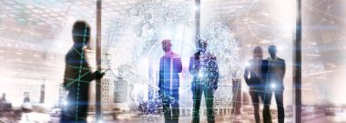 3D Dünya hologram, küre, Www, küresel iş ve telekomünikasyon.