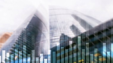 Bulanık arka planda iş ve finans grafiği. Ticaret, yatırım ve ekonomi kavramı.