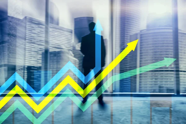 Financial growth arrows graph. Investment and trading concept.